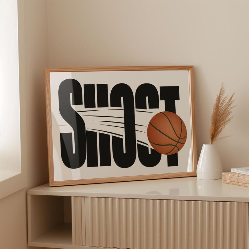 Samiredo Minimalist Basketball Poster, Wall Art for Game Room, Man Cave or Boys Room