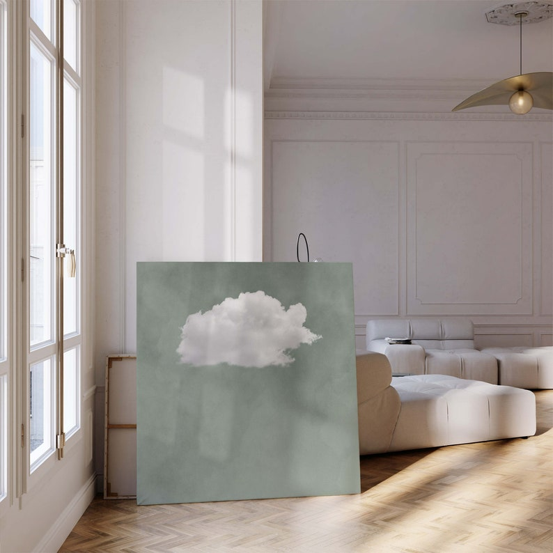 Samiredo Minimalist Sage Green Wall Art – Square Canvas