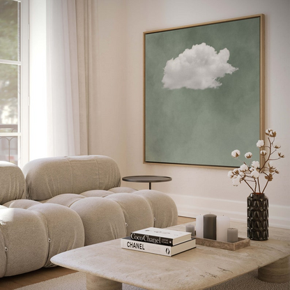 Samiredo Minimalist Sage Green Wall Art – Square Canvas
