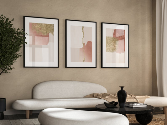 Samiredo Pink and Gold Art Prints – Set of 3 for Bedroom
