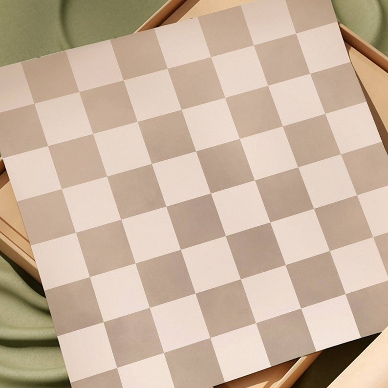 Samiredo Abstract Checkerboard Print – Beige Wall Decor