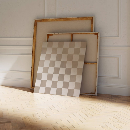 Samiredo Abstract Checkerboard Print – Beige Wall Decor