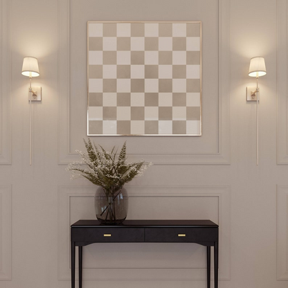 Samiredo Abstract Checkerboard Print – Beige Wall Decor