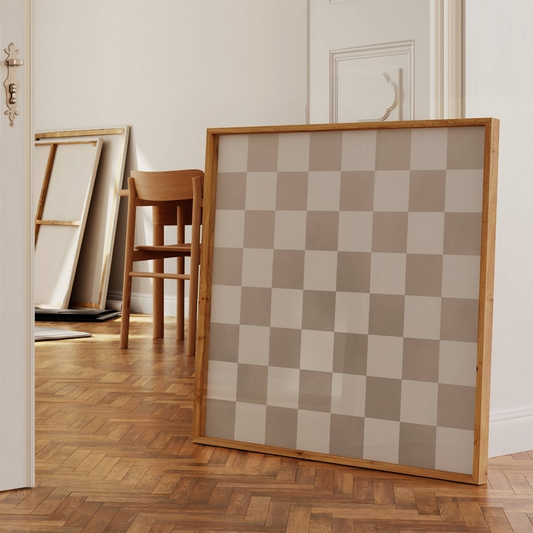 Samiredo Abstract Checkerboard Print – Beige Wall Decor