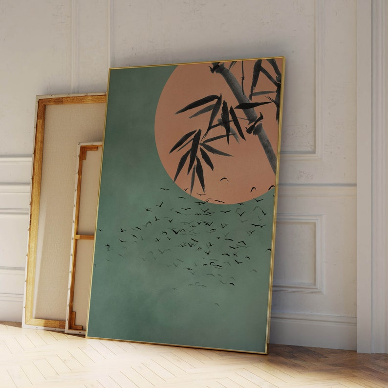 Samiredo Japandi Style Wall Art – Flying Birds & Bamboo