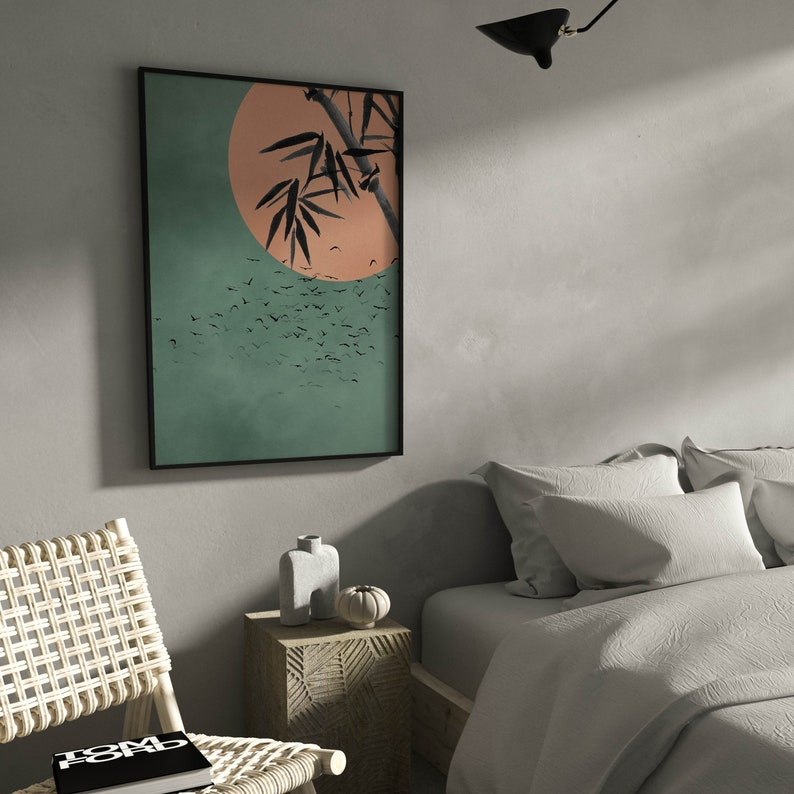 Samiredo Japandi Style Wall Art – Flying Birds & Bamboo