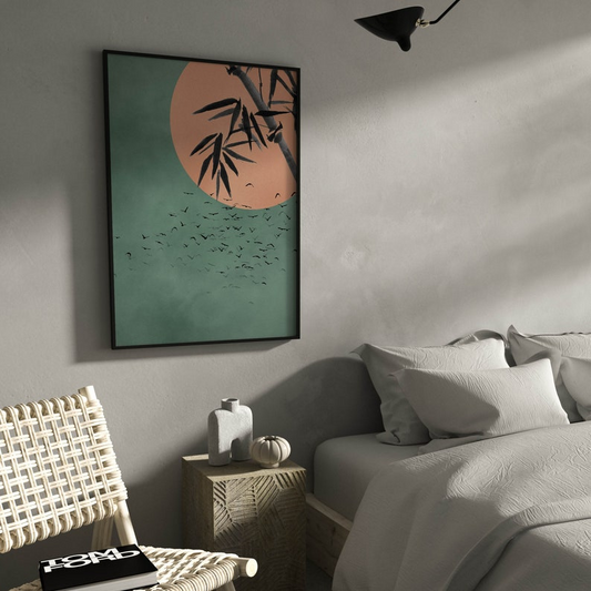 Samiredo Japandi Style Wall Art – Flying Birds & Bamboo