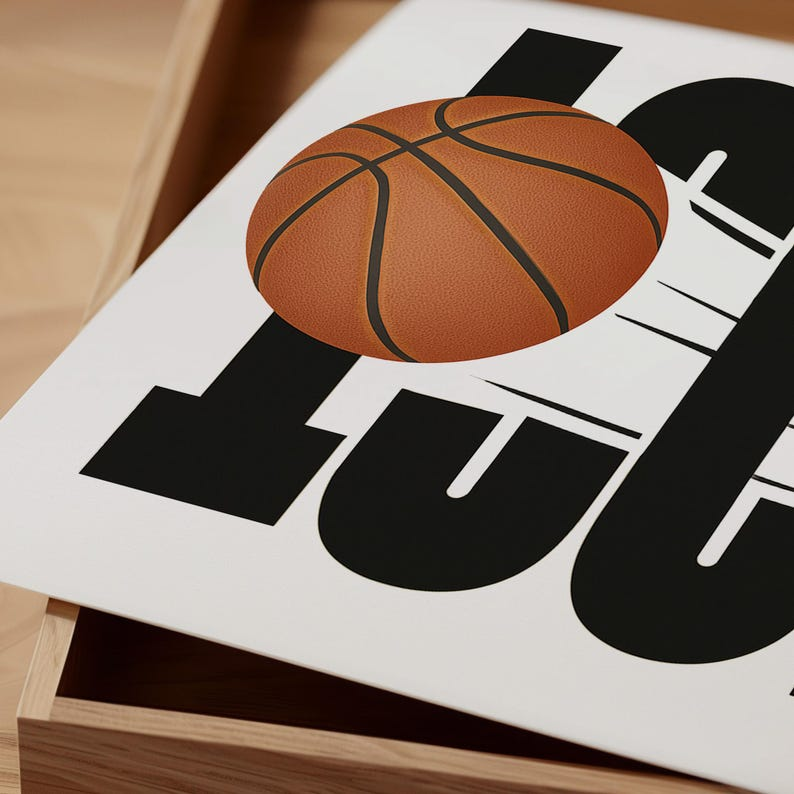 Samiredo Minimalist Basketball Poster, Wall Art for Game Room, Man Cave or Boys Room