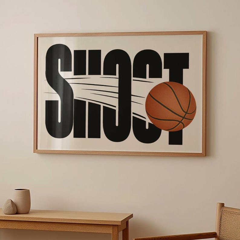 Samiredo Minimalist Basketball Poster, Wall Art for Game Room, Man Cave or Boys Room