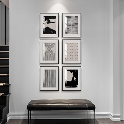 Samiredo Framed Black & White Abstract Wall Art, Set of 6 Modern 11x14" Prints for Any Room