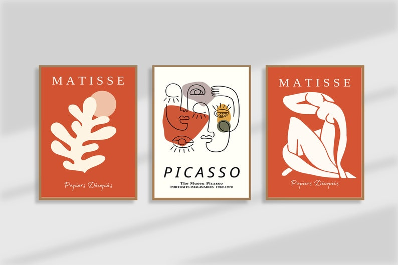 Samiredo Matisse & Picasso Print Set of 3 – Modern Gallery Wall Art, Museum Posters