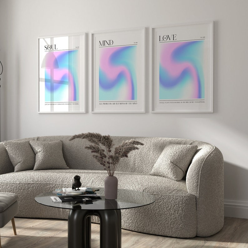 Samiredo Pink Aura Affirmation Poster Set of 3 – Soul, Mind & Love Spiritual Prints