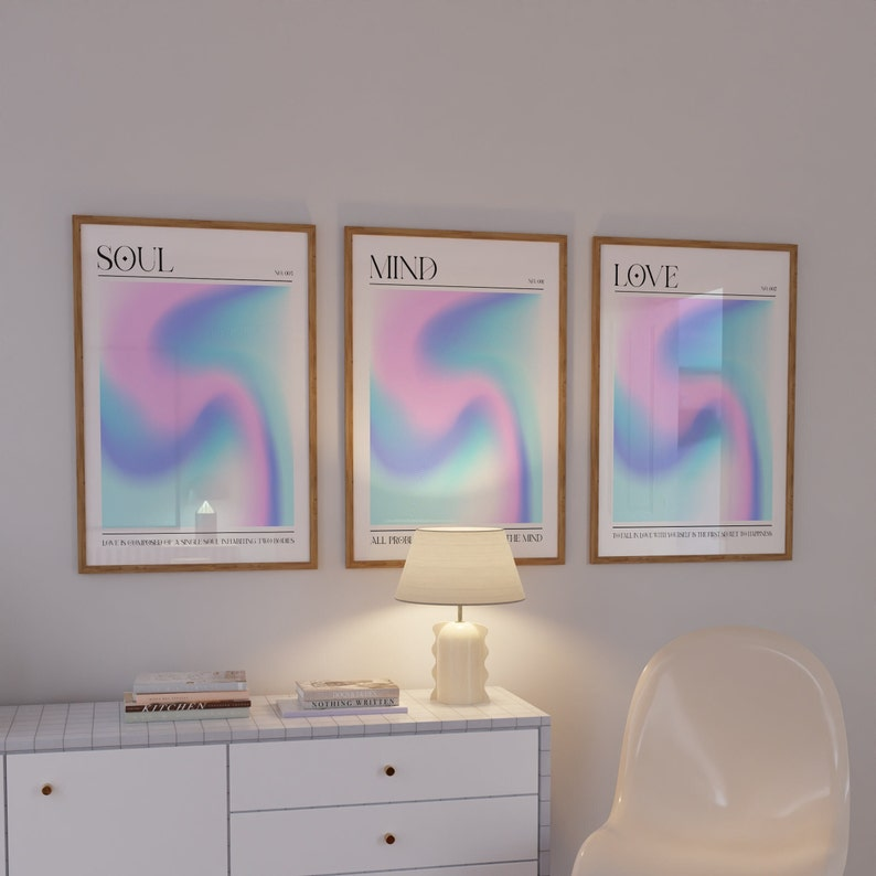 Samiredo Pink Aura Affirmation Poster Set of 3 – Soul, Mind & Love Spiritual Prints