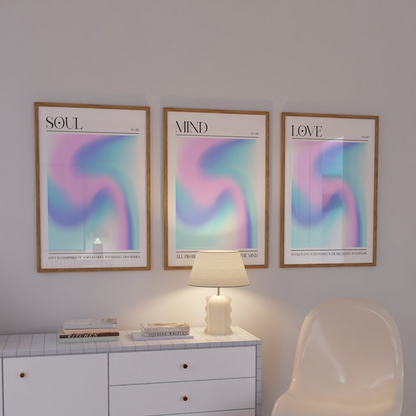 Samiredo Pink Aura Affirmation Poster Set of 3 – Soul, Mind & Love Spiritual Prints