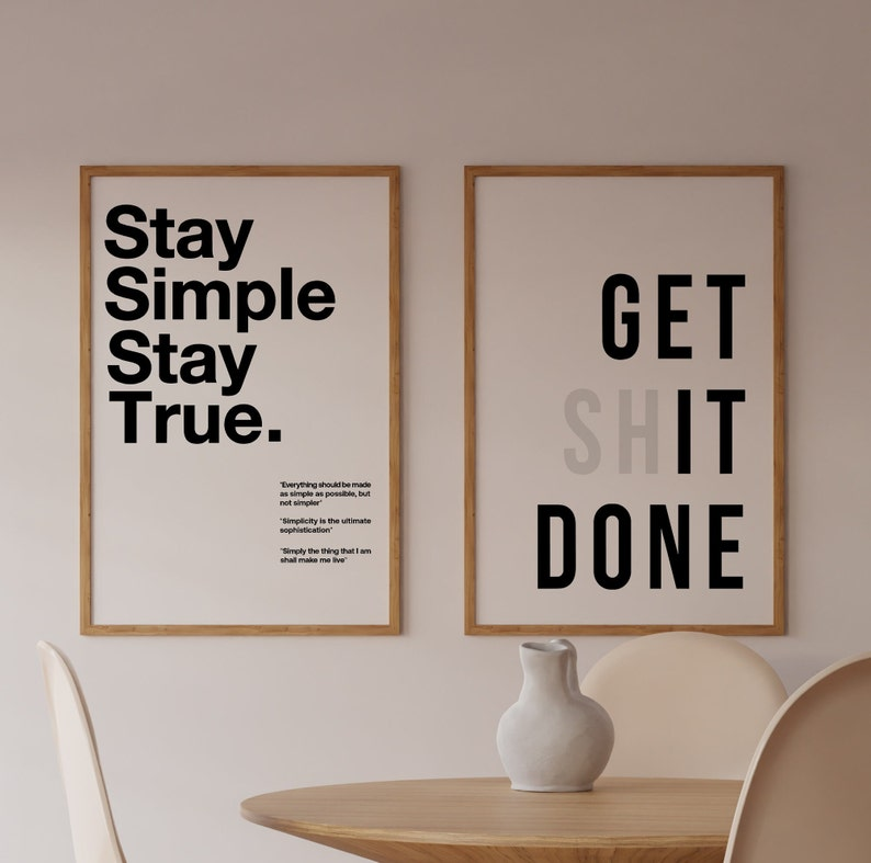 Samiredo Minimalist Focus & Motivation Prints – Hard Work Office Wall Art, Digital Download