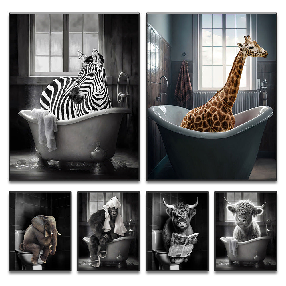 Cute Funny Animal Poster For Bathroom Wall