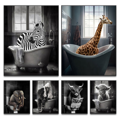 Cute Funny Animal Poster For Bathroom Wall